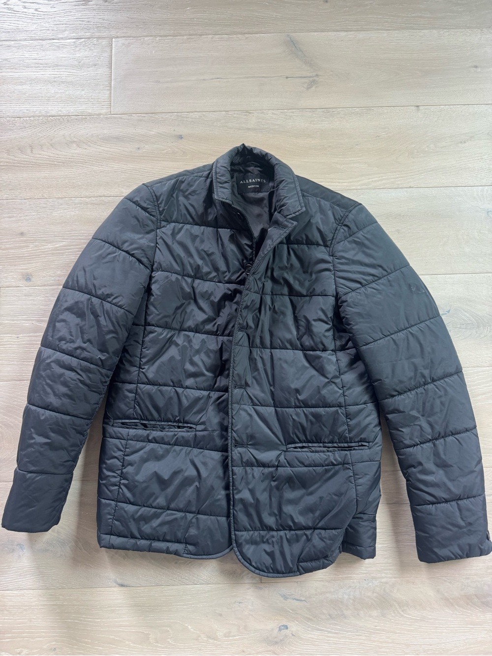 All Saints Men's Black Quilted Puffer Jacket